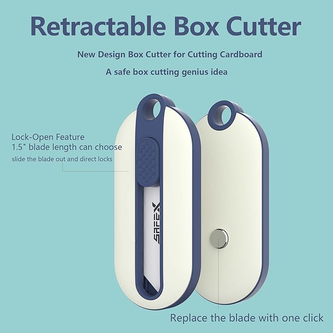 Ceramic Box Cutter Retractable, 40mm Blades Box Opener, Mini, Safety, Cute Box Cutter For Women