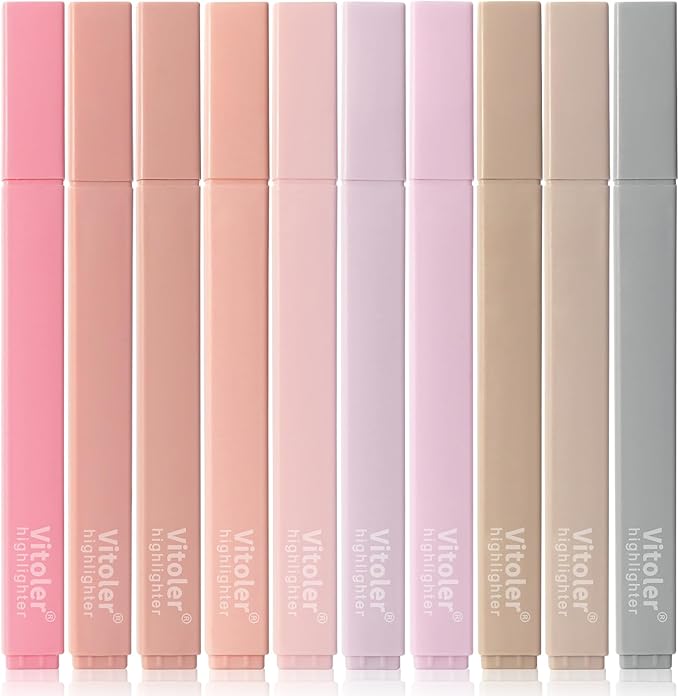 Vitoler Highlighters Assorted Colors,10pcs Cute Pastel Highlighters Multicolor Highlighter for Aesthetic Office School Supplies
