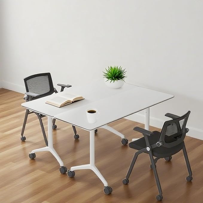 Conference Room Tables,Folding Conference Table Rolling Meeting Modern Training Tables with Flip Top,Mobile Conference Table with Locking Wheels,for Meeting Room Office Classroom(2pack 70.8in)