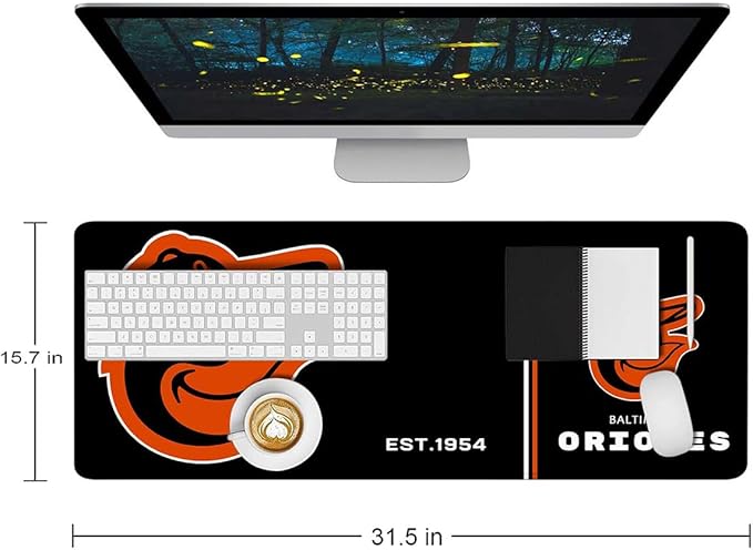Generic Baseball Mouse Pad Extended Large Gaming Desk Pad 31.5 x 11.8 Inch, XL Mousepad Topographic Mouse Pad with Anti-Slip Rubber Base for Baltimore Home Office