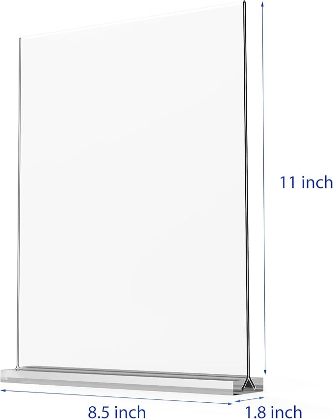 newnewshow Acrylic Sign Holder 8.5x11 Inch 6 Pack Vertical T Shape Double-Sided Desktop Display Holder