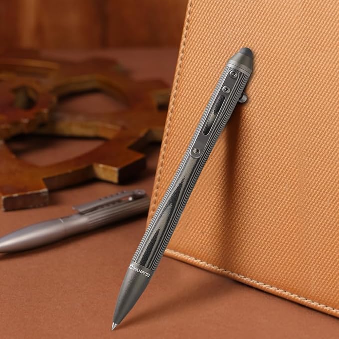 Cool Hand 5.7'' Bolt Action Pens, EDC Ballpoint Ink Refillable, Stylus for Touch Screen, G10 Body w/Pocket Clip, Ergonomic Grip, with a Free Refill, 5374-B