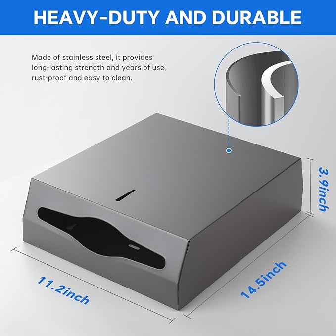 Paper Towel Dispenser Wall Mount Commercial c-fold/Multi-fold/Tri-fold, Touchless Hand Towel Dispenser with Lock(Dark Grey)