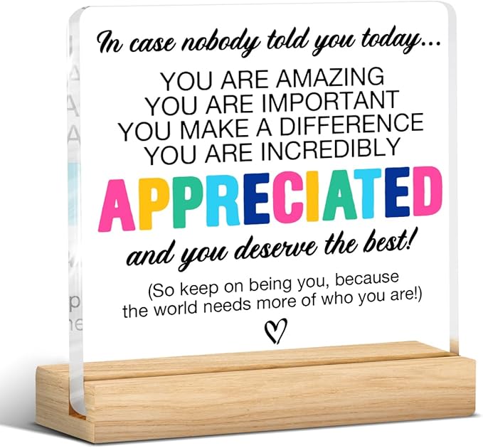 Thank You Appreciation Gifts for Colleague Coworker Boss Teacher, Inspirational Gifts for Women Men, Affirmation Gifts You Are Incredibly Appreciated Acrylic Desk Sign Decor