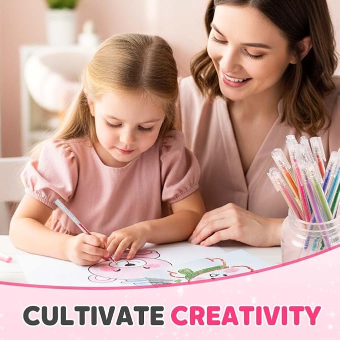 Glitter Gel Pen Set, Multi-Functional Colored Drawing Pens for Scrapbooking, Portable Journaling Crafting Doodling Drawing Glitter Pens for Adults School Supplies (18-Color)