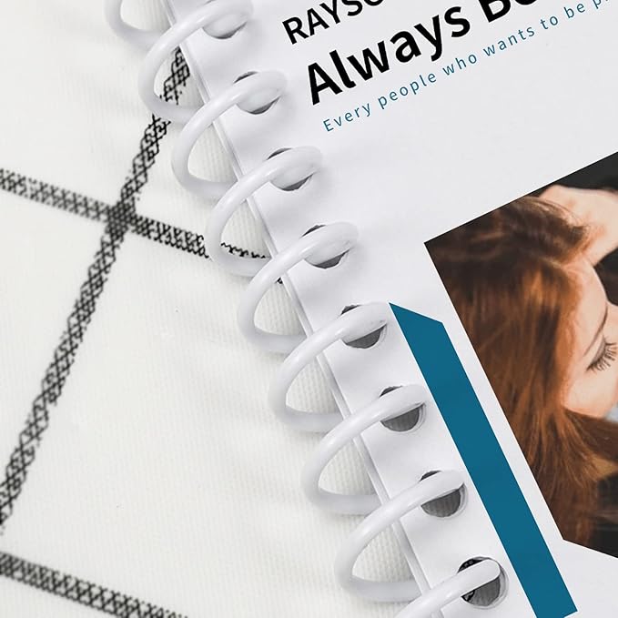 Rayson 14.3mm Plastic Spiral Coil Binding 3:1 Pitch, 9/16inch, 115 Sheets Capacity White Coil Binding Spines - Versatile for Office and Educational Tasks, Pack of 100