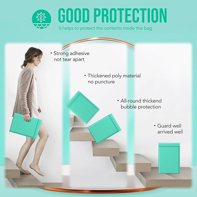 Fuxury Bubble Mailers 10.5x16" Teal Padded Envelopes 3750 Pack Bulk Strong Adhesion Full Pallet of Padded Mailers Thick Bubble Envelopes for Small Business Mailing Books Clothes Makeup Supplies