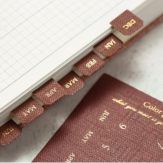 10 Sheets Self Adhesive Tabs Gradient Color Stickers Monthly Calendar Index Tabs for Planners, Journal, Notebook, Agendas and Organizers, Office Supplies (Knight)