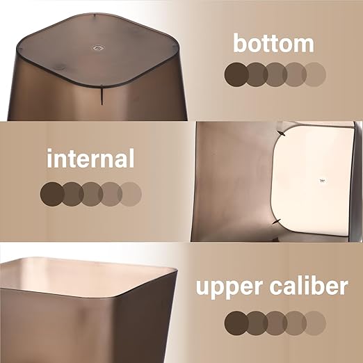 Hoolerry 9 Pieces Garbage Can 2 Gallon Small Trash Cans Bulk Bathroom Trash Bin Plastic Wastebasket Square for Bedroom Slim Bathroom Trashcan Small Container for Kitchen Office Home(Brown)
