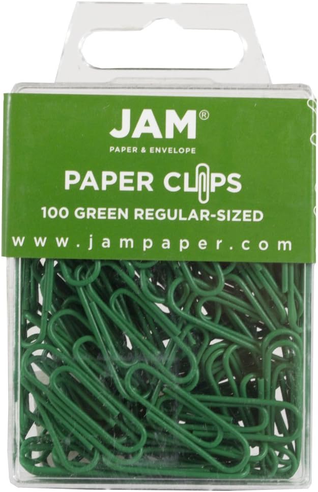 JAM PAPER Colorful Standard Paper Clips - Regular 1 Inch - Assorted Paperclips - 100 Clips per Color