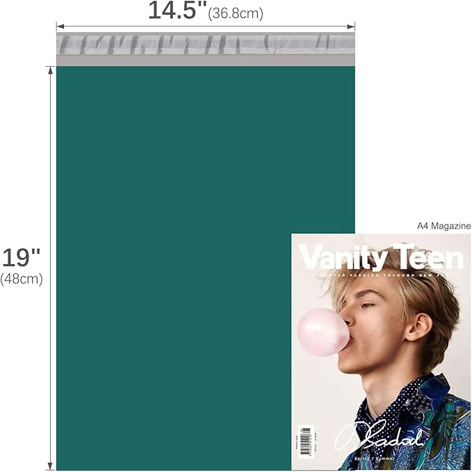 Fuxury Poly Mailers 14.5x19 Inch 50 Pcs, Waterproof Shipping Bags for Clothing, Strong Adhensive Shipping Envelopes for Small Business, Self Seal Mailers Poly Bags Mailing Envelopes Forest Green