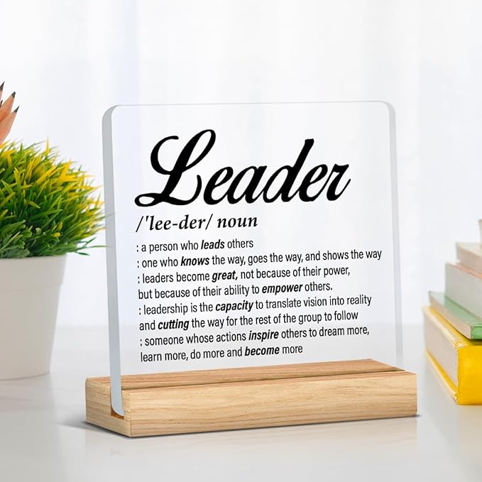 Best Leader Gifts for Women & Men - Thank You Appreciation Gifts for Boss & Mentor - Acrylic Desk Sign Office Decor