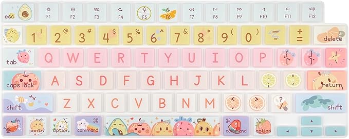 Keyboard Cover Skin for 2021-2024 MacBook Pro 14/16 (A2442 A2485 A3112 A3401 A3403 A2992 A2779 A2780 A2991 A2918 M1/M2/M3 M4) &MacBook Air 13.6''/15'' (A2681 A3113 A2941 A3114),Cute Fruits