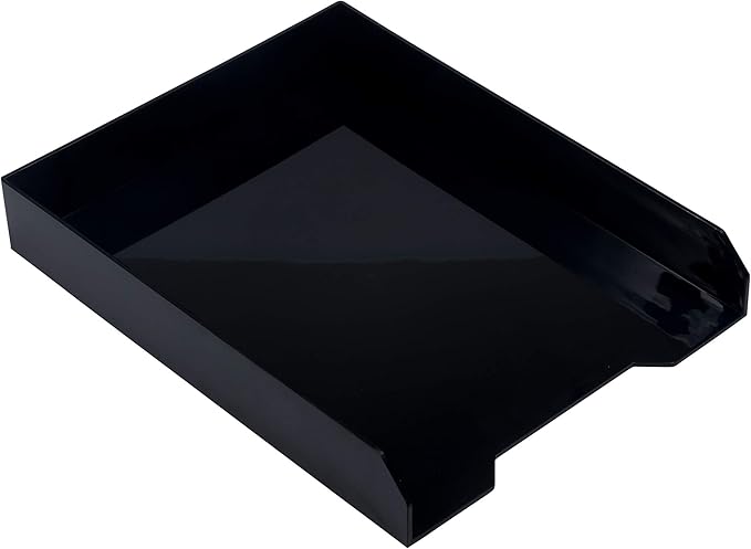 JAM PAPER Stackable Paper Trays - Black - Desktop Document, Letter, & File Organizer Tray - 2/Pack