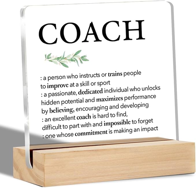 Thank You Coach Gifts Coach Definition Clear Desk Decorative Sign Appreciation Gift Acrylic Sign with Stand Table Plaque Keepsake Office Decor