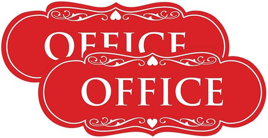All Quality Designer Office Sign | Easy Installation - Red - Small (2 Pack)