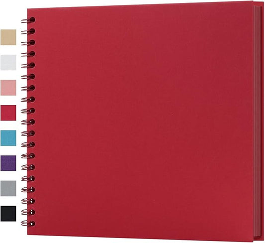 potricher 10 x 10 Inch DIY Scrapbook Album 40 Pages Hardcover Kraft Paper Scrap Book Photo Albums Memory Book for Wedding and Anniversary Family (Red, 10 Inch)