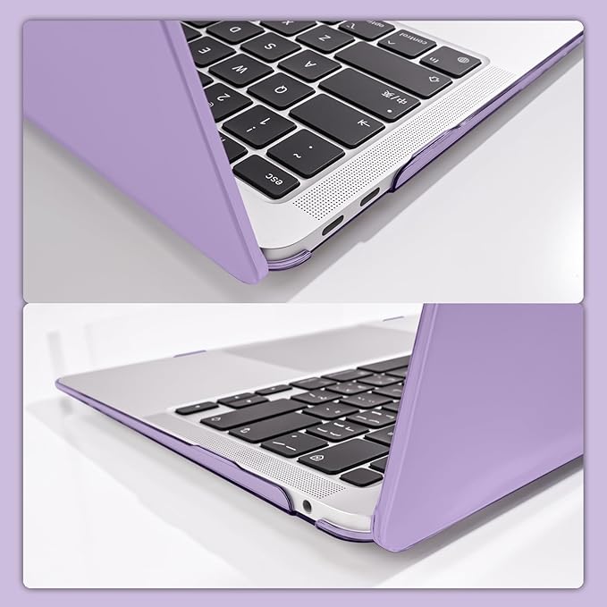 Compatible with MacBook Pro 13 inch Case 2022 2021-2016 Model A2338 A2289 A2251 A1706 A1989 A2159 M2 M1 Chip, Plastic Hard Shell Case Keyboard Cover Screen Film Dust Plug, Crystal Purple