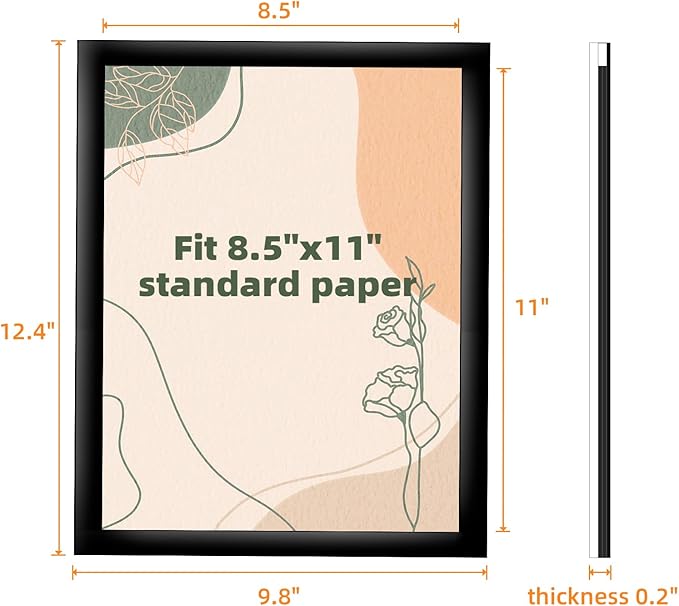 6 Pack Acrylic Sign Holder 8.5x11 Wall Mount,Clear Wall Sign Holder with Tape,Horizontal & Vertical Display,Plastic Sign Holder for Wall Door Glass Window Fridge-No Drilling