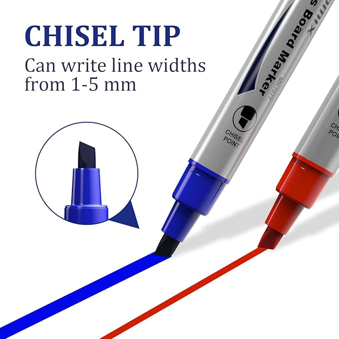 Comix Glass Board Dry Erase Markers, Low Odor Whiteboard Markers, Chisel Tip, 4 Assorted Classic Colors, 36 Pack