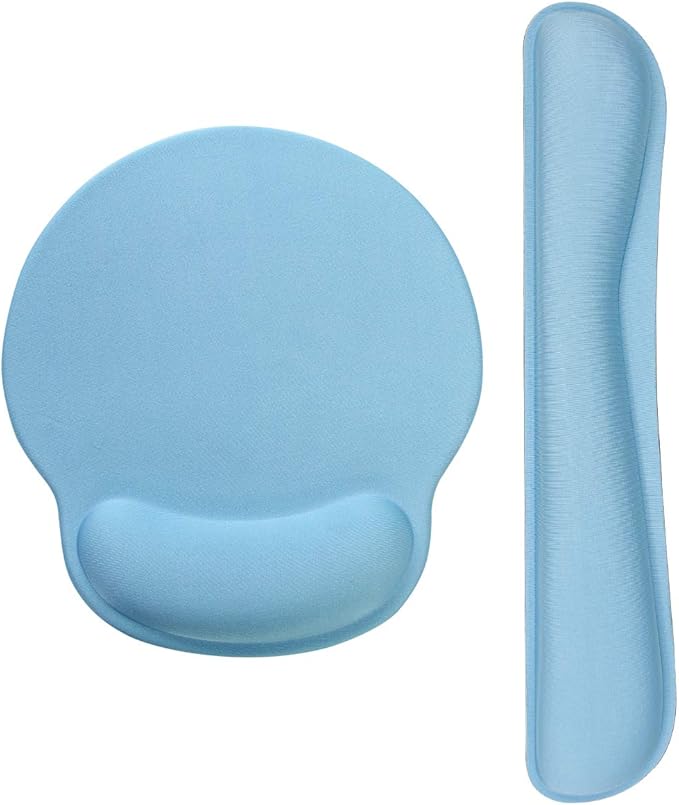 Ergonomic Keyboard Mouse Pad Wrist Rest Support Set for Laptop/Computer/Desktop,Memory Foam Hand Rest Wrist Cushion for Gaming/Office,Lightweight Comfortable & Pain Relief (Blue)