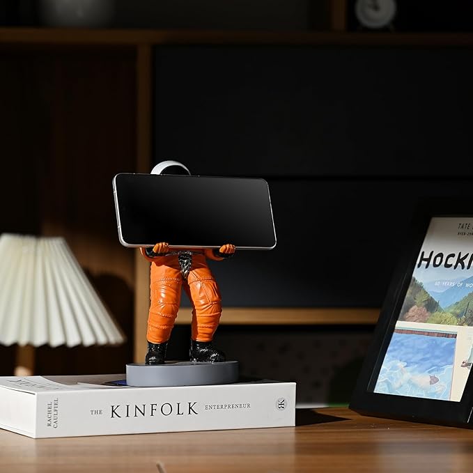 Astronaut Mobile Phone & Pen Holder, Device Stand, Desk Organizer Decorative Pencil Holder(Orange&Black)