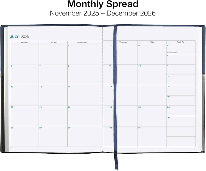 2026 Planner Calendar, 8"x10" : Includes 14 Months (November 2025 - December 2026) / 2026 Weekly Planner/Weekly Agenda/Monthly Calendar Organizer (Navy/Black)