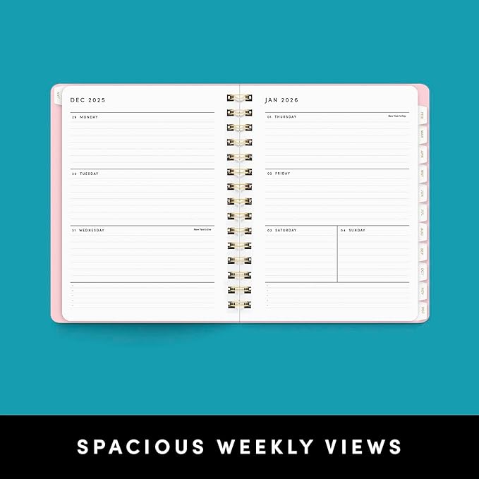 PAPERAGE 2026 Weekly & Monthly Planner, 12 Months (January 2026 - December 2026), 6.6 in x 8.1 in, Spiral Bound 2026 Planner with Weekly, Monthly & Yearly Views, Note Pages & Inner Pocket – Slate