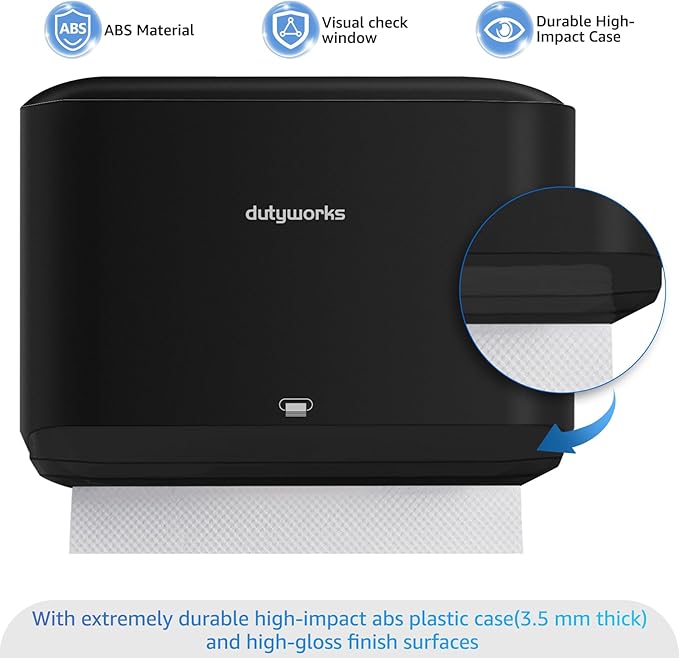 Paper Towel Dispenser Wall Mount, Multifold Paper Towel Holder Adhesive Hand Towel Dispenser for Bathroom Kitchen Commercial, Black