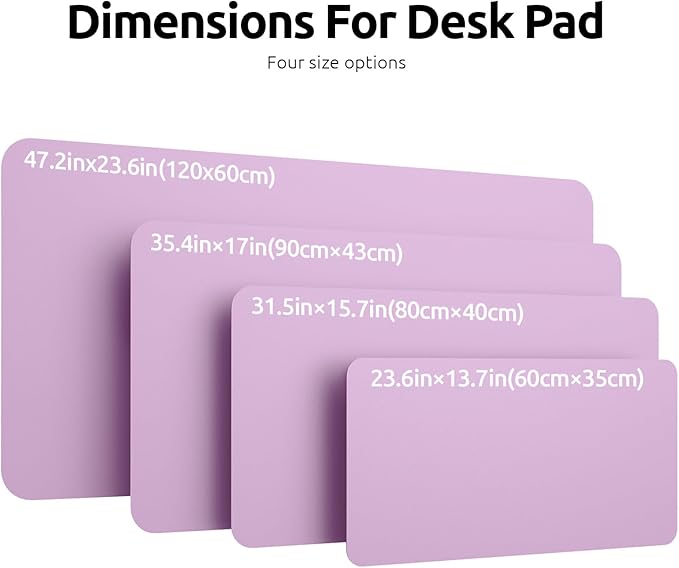 YSAGi Leather Desk Protector, Office Mat, Large Mouse Mat, Non-Slip PU Leather Blotter, Laptop Desk, Waterproof Writing Pad for Office and Home (Taro Purple, 35.4" x 17")