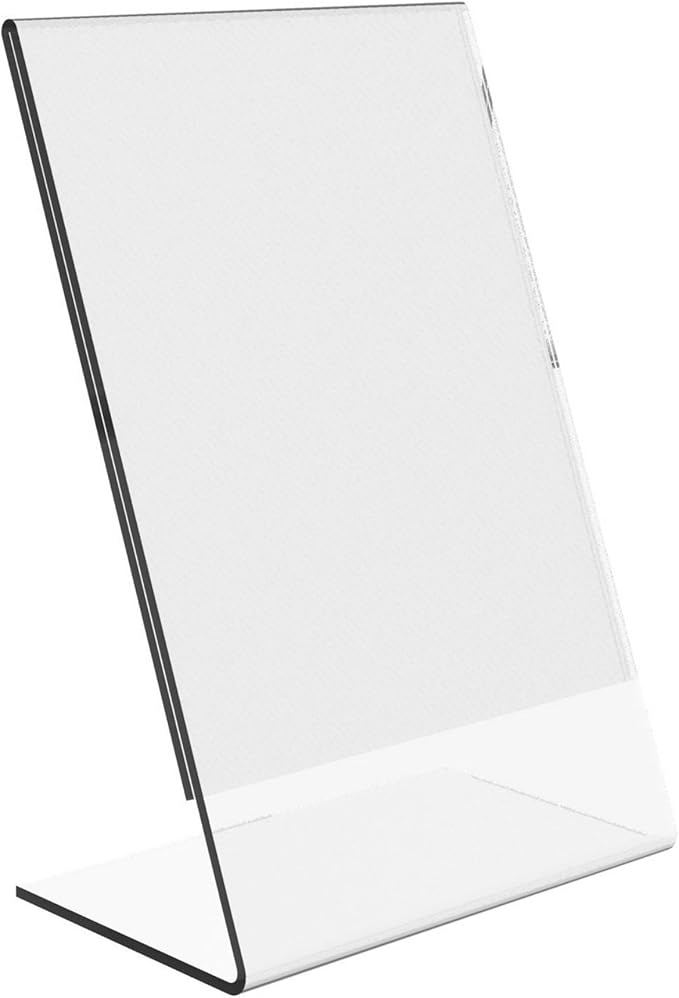 Dazzling Displays Clear Acrylic Slanted Sign Holder 8.5 x 11 - Clear Slanted Picture Frame - Premium Acrylic Sign Holder for Office, Retail, Tradeshow and Home Use (50-Pack)