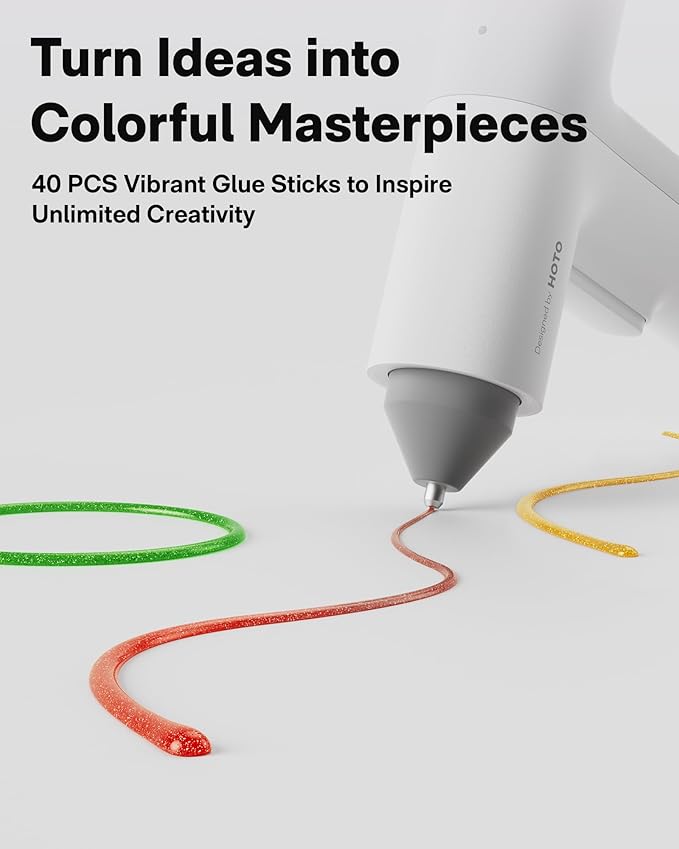 HOTO Cordless Auto Dispensing Glue Gun, Easyflow Hot Glue Gun with 40 Glue Sticks, 30s Fast Preheating, 3000mAh, Anti-Scald & Anti-Drip, Wireless/Wired, Ideal for DIY/Kids Crafts & Home Repairs