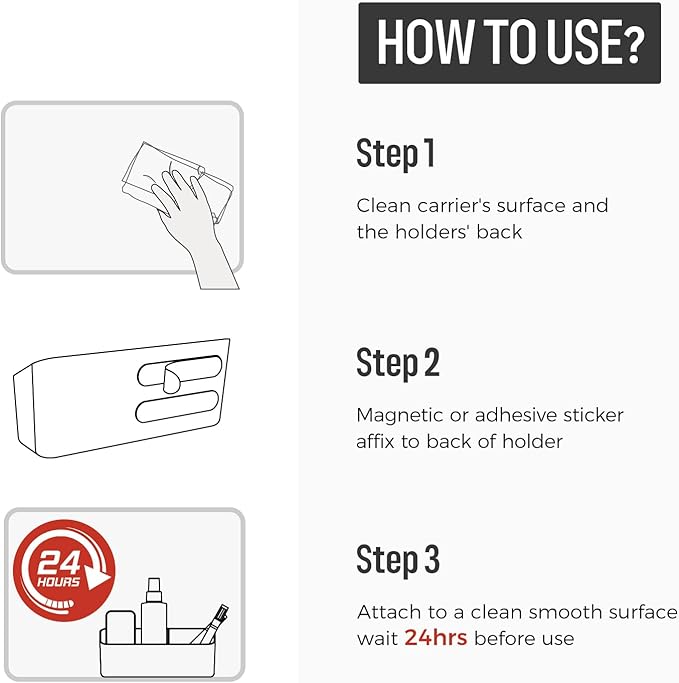 loukin Magnetic and Adhesive Marker Holder, Dry Erase Accessory Tray, Magnetic Storage Organizer for Whiteboard, Glass or Refrigerators (Black)