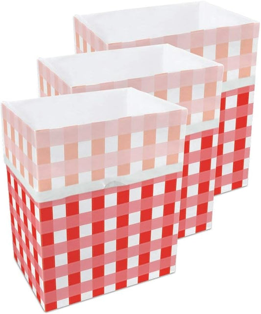 | 13 Gallon Disposable Trash Cans (3-Pack) with Fitted Trash Bags - Reusable Garbage and Recycling Bins for Parties, Events, and More (Picnic - 17" Height x 13.5" Width x 10" Depth)