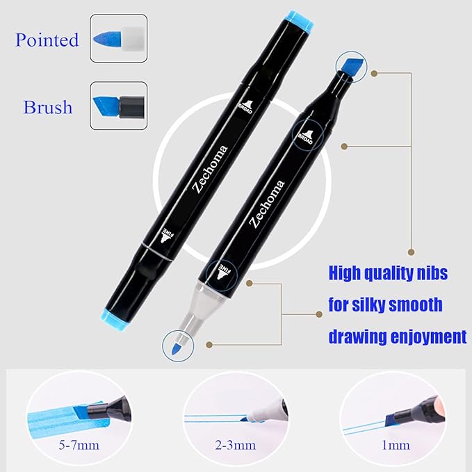 80 Colors Alcohol Markers Artist Drawing Art Dual Tip Markers Perfect for Kids Boys Girls Students Adult(80 Black Shell)