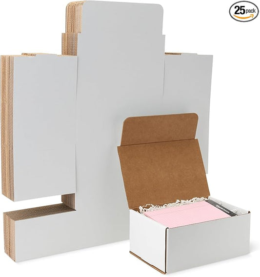 Amazon Basics White Shipping Boxes, Cardboard Mailer Box for Moving and Storage, 9 x 6 x 4 inches, 25 Pack