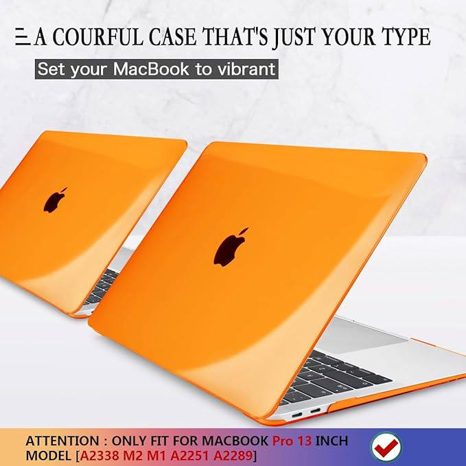 CISSOOK for MacBook Pro 13 inch Case Orange A2338 A2251 A2289 2020-2025 Release, Hard Shell Case with Keyboard Cover for MacBook Pro 13 Inch M1 M2 -Orange
