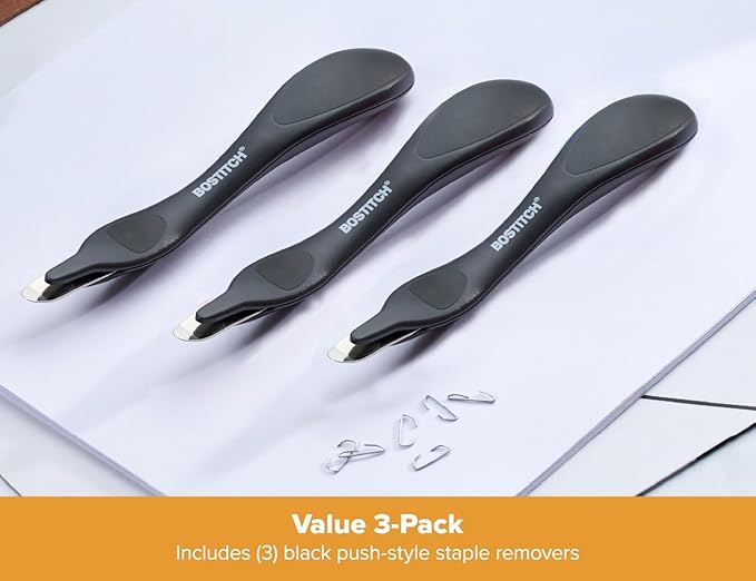 Bostitch Office Easy Staple Remover, Magnetic Tip, 3-Pack (40000M-BLK-3PK)