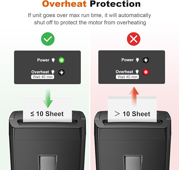 Bonsaii Paper Shredder, 10-Sheet Home Office Shredders, Micro Cut Home Use Paper Shredder with 5.5 Gallons/P-4 High Security/5 Minutes/Shred Card,Staple,Clips (C275-B)