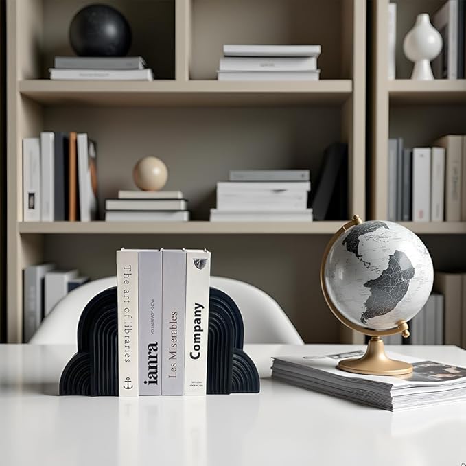 LIFFY Cloud Decorative Book Ends,7" Resin Non Skid Book Ends for Heavy Books,Elegant Book Holder for Shelves,Indoor Shelf Decorations to Hold Books for Home Office Study Desk