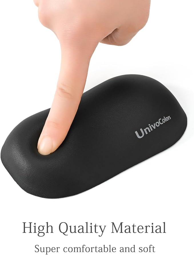 UnivoColors Design-Wave Wrist Rest, Artificial Sheepskin+Memory Foam+Ergonomic+Anti-Slip Gel, Resilience Support During Work and Gaming,Mouse Accessory,Black