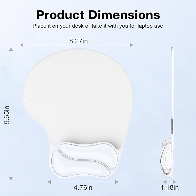 Mouse Pad with Gel Wrist Rest, Ergonomic Comfortable Computer Wrist Support for Laptop, Pain Relief Mousepad with Non-Slip PU Base for Office & Home Clear