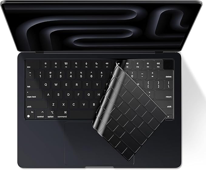 EooCoo Premium Keyboard Cover Skin Ultra Thin Protector, Compatible with M5 MacBook Pro 14" 16" M4 M3 M2 M1 Pro Max Chip, 2025-2021 MacBook Air 15" 13.6" M4 M3 M2 Chip, Black