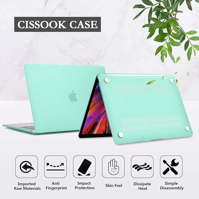 CISSOOK Green Case for MacBook Pro 13 inch Case 2020 Release A2251 A2289 A2338 M1 Model with Keyboard Cover Screen Protector for MacBook Pro 13 inches with Touch Bar, C-Matte Green, A2251/A2289/A2338