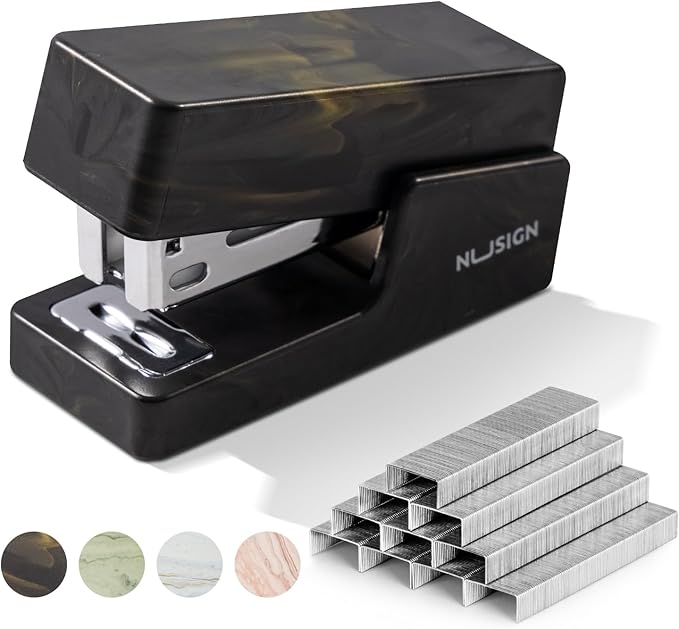 Mini Stapler with 830 Staples, Small Cute Desk Staplers, 25 Sheet Capacity, Fluid Black