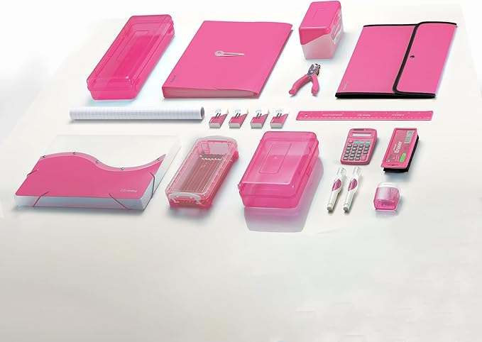 2 Inch 3 Ring Binder 2” Pink, Slant D-Ring 2 in Binder Clear View Cover with 2 Inside Pockets, Heavy Duty Colored School Supplies Office and Home Binders – by Enday