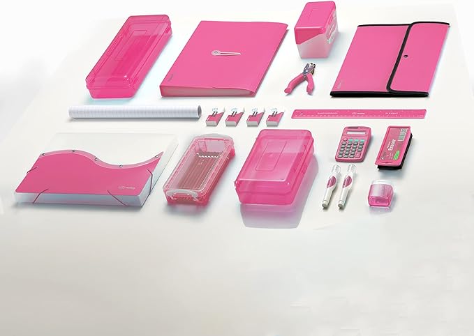 3 Ring Binder 1.5 Inch Pink, 1 ½ inch Binder Clear View Cover with 2 Inside Pockets, Colored School Supplies Office and Home – by Enday