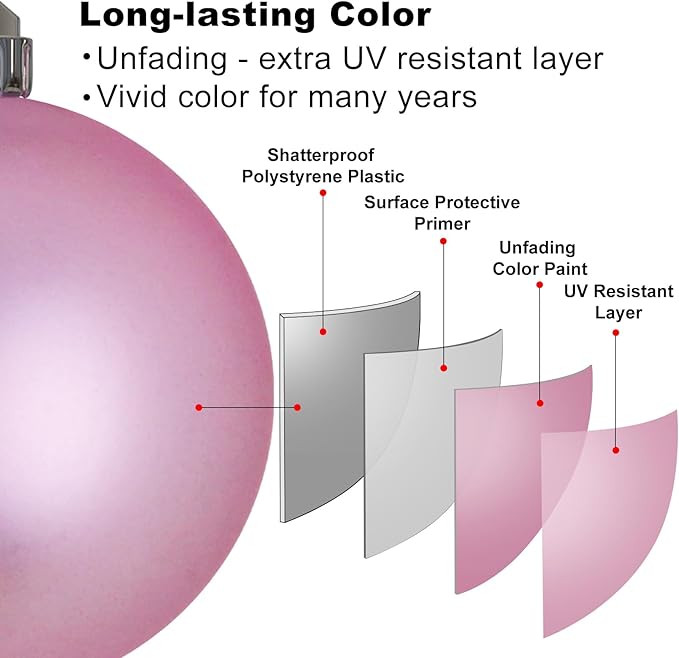 Bubblegun Pink 4.0" Large Christmas Balls - Christmas Tree Decoration Ornaments Shatterproof Hanging Balls for Birthday Halloween Holiday Wedding Decorations Set of 4pcs