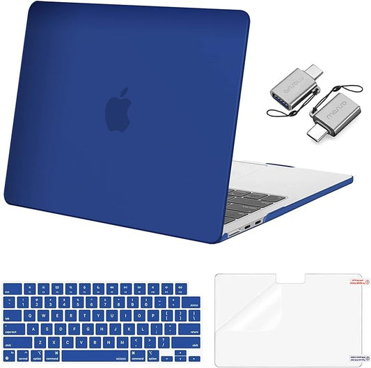 MOSISO Compatible with MacBook Air 13 inch Case 2025 2024 2023 2022 M4 A3240 M3 A3113 M2 A2681, Plastic Hard Shell&Keyboard Cover&Screen Film&Type C for MacBook Air 13.6 inch Case, Royal Blue