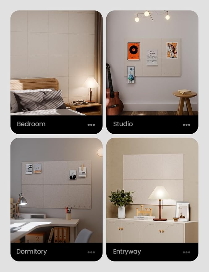 Large Felt Bulletin Board 36" x 24" Cork Board Alternative-6 Pack with 40 Safe Removable Adhesive Tabs, Cork Boards for Walls Cork Board for Home Office Classroom Pin Board - Oatmeal